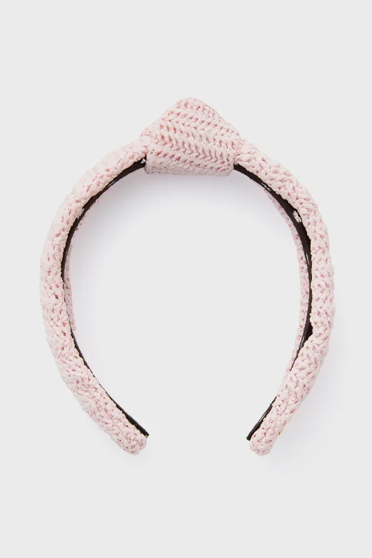 Blush Raffia Slim Knotted Headband